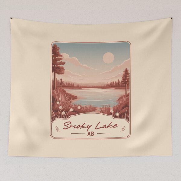Item preview, Smoky Lake Alberta Canada Vintage Nature Smoky Lake AB Scenic Water Landscape Canadian Prairie & Lake Illustration designed and sold by meganohm.