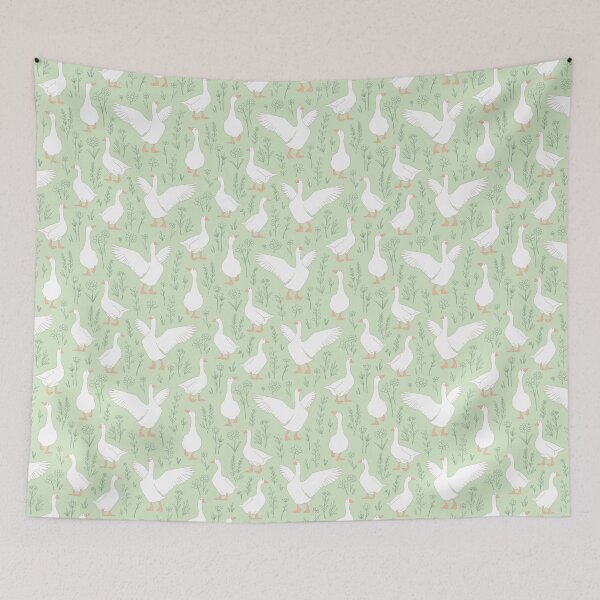 Item preview, cute pastel geese and doodle florals simple minimalistic nursery easter designed and sold by art-tee-ua.