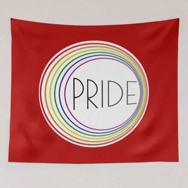 Item preview, Red Rainbow Gay Pride Line Art Faded Circles designed and sold by TackyTime.
