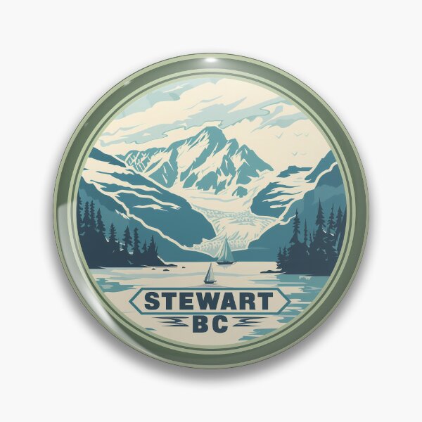 Item preview, Stewart British Columbia Canada Circle Badge Art Stewart BC Sailboats & Glacier Mountains Coastal Mountain designed and sold by meganohm.