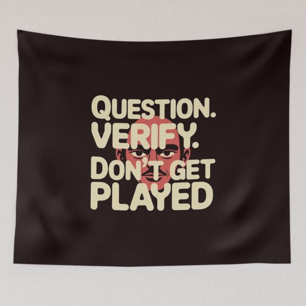 Item preview, Question Verify Don’t Get Played – Viral Retro Bubble Quote Typography designed and sold by masteryStore.