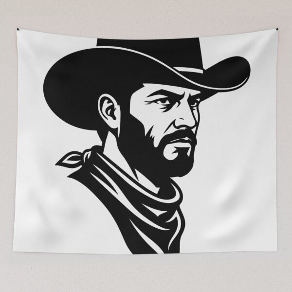 Item preview, Cowboy Silhouette Portrait - Western Americana Art designed and sold by AuraMotivate.