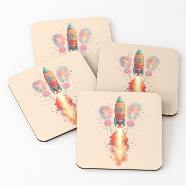 Item preview, Colorful Watercolor Rocket Launch Illustration designed and sold by SyberGen.