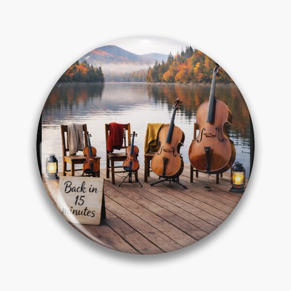 Item preview, Back in 15 Minutes – String Quartet Waiting on a Quiet Autumn Lake Dock designed and sold by MySheetMusicArt.