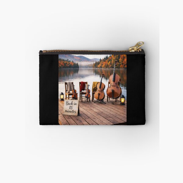 Item preview, Back in 15 Minutes – String Quartet Waiting on a Quiet Autumn Lake Dock designed and sold by MySheetMusicArt.