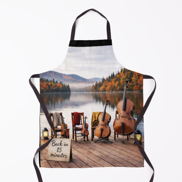 Item preview, Back in 15 Minutes – String Quartet Waiting on a Quiet Autumn Lake Dock designed and sold by MySheetMusicArt.