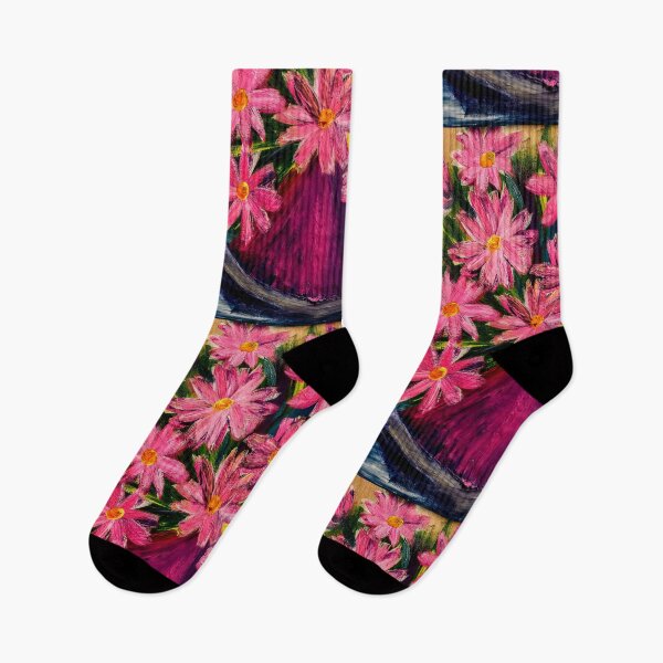 Item preview, Textured Pink Daisies in Magenta Cone Vase – Acrylic Impasto designed and sold by kkartwork.