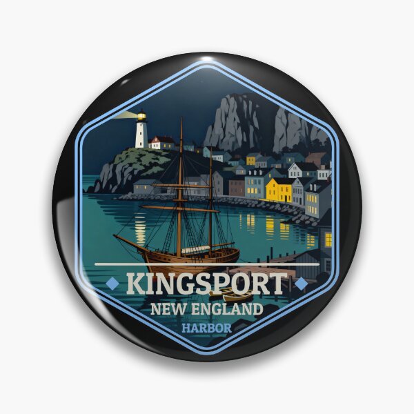Item preview, Kingsport – New England Harbor Vintage Travel Badge designed and sold by GEEK-FACTORY-EU.