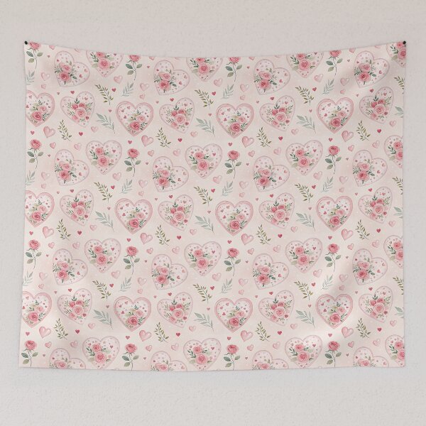 Item preview, Heart Bloom – Roses, Leaves & Love Tiles designed and sold by PatternFlux.