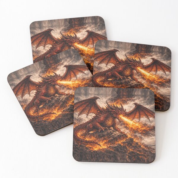 Item preview, Crimson Ember Dragon, Ink & Flame designed and sold by druidwolfart.