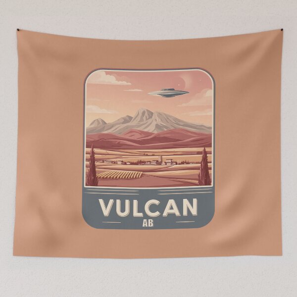 Item preview, Vulcan Alberta Canada Sci-Fi Landscape Vulcan AB Prairie Town UFO Retro Alberta Canada Alien Pop Culture designed and sold by meganohm.