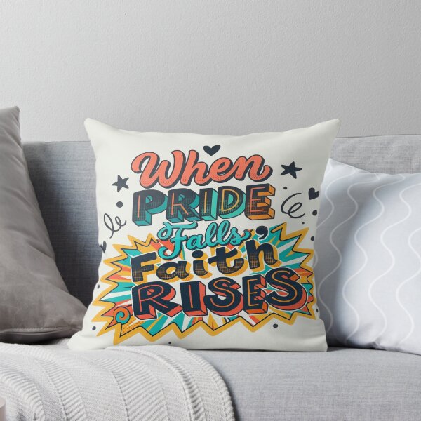 Item preview, When Pride Falls, Faith Rises – Colorful Conscious Typography designed and sold by Zerendipya.