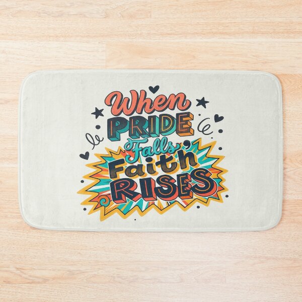 Item preview, When Pride Falls, Faith Rises – Colorful Conscious Typography designed and sold by Zerendipya.