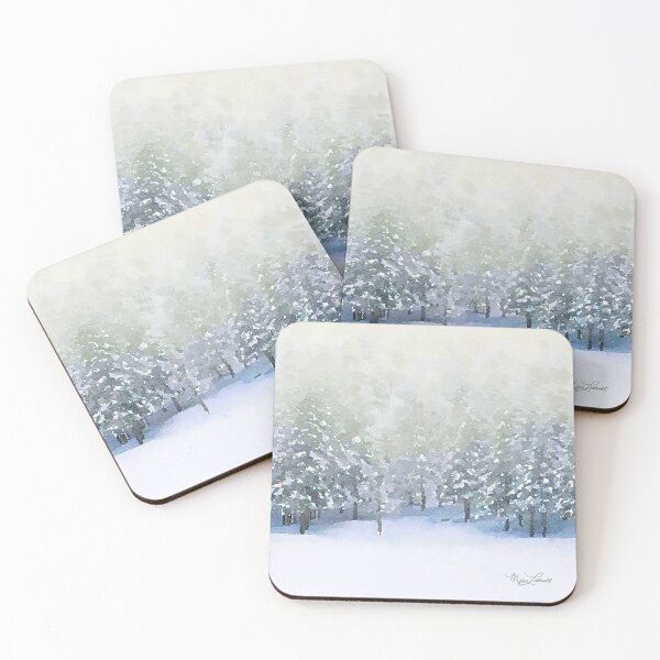 Item preview, Snowy Evergreen Forest Watercolor – Serene Winter Landscape Art designed and sold by littrellart.