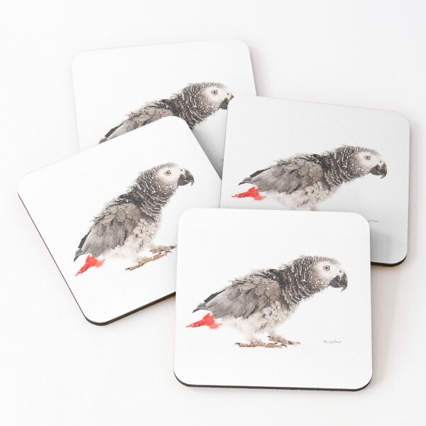 Item preview, Congo African Grey Parrot Watercolor designed and sold by littrellart.