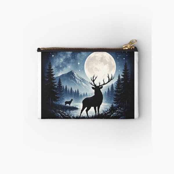 Item preview, Moonlit Elk Under the Stars – Mountain Wildlife Night Art designed and sold by ThatBurrito.