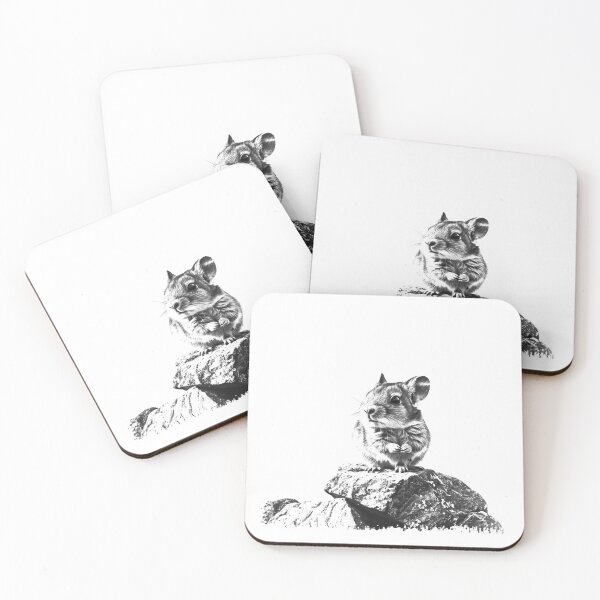 Item preview, Cute Chinchilla on Rock | Minimalist Black and White Wildlife Illustration designed and sold by inkoutninja.