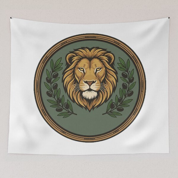 Item preview, Majestic Lion Head with Olive Branch Wreath designed and sold by Sastore.online .