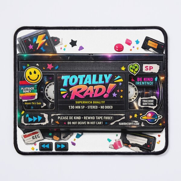 Item preview, TOTALLY RAD VHS – 90s Retro Neon Cassette Art designed and sold by Backtrack Boutique.