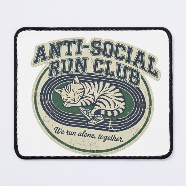 Item preview, Anti-Social Run Club Cat | Vintage Retro Introvert Sleeping Tabby designed and sold by rockyRG.