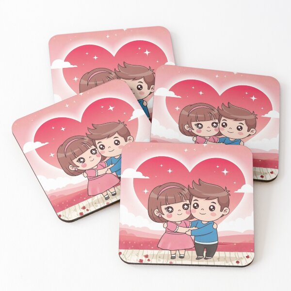 Item preview, Kawaii Chibi Couple Hugging Romantic Love Art designed and sold by Innova_Creations.