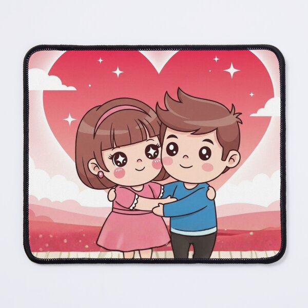 Item preview, Kawaii Chibi Couple Hugging Romantic Love Art designed and sold by Innova_Creations.