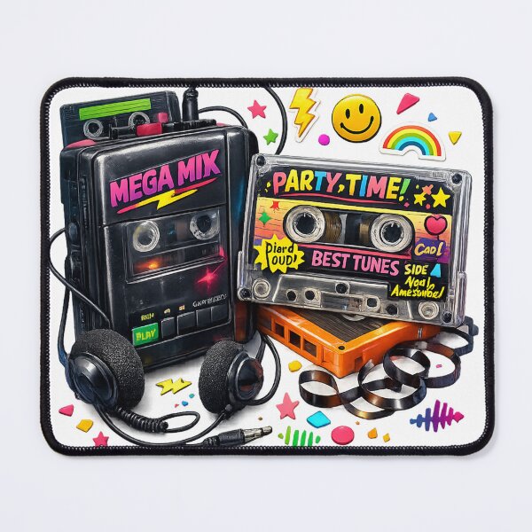 Item preview, Neon 90s Cassette Player Vibes – Retro Mixtape Nostalgia Art designed and sold by Backtrack Boutique.