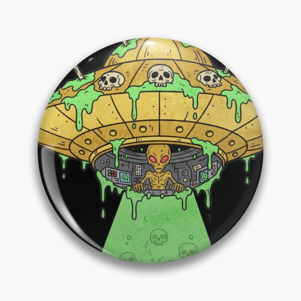 Item preview, Golden Alien UFO – Skull-Adorned Spaceship with Tractor Beam designed and sold by unthinkabletees.