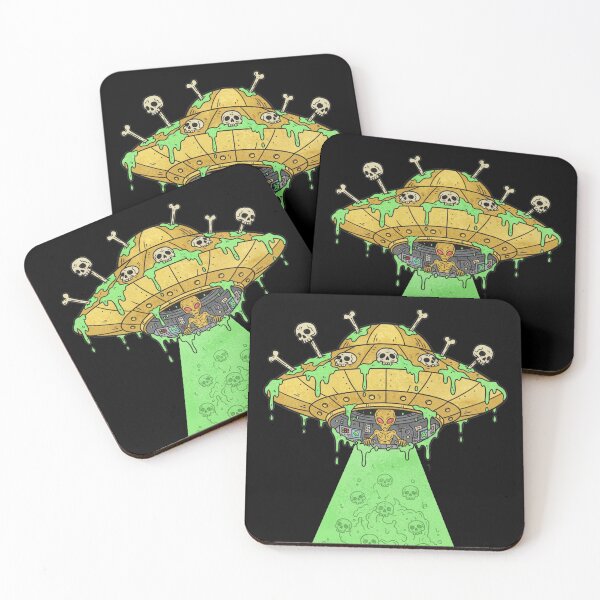 Item preview, Golden Alien UFO – Skull-Adorned Spaceship with Tractor Beam designed and sold by unthinkabletees.