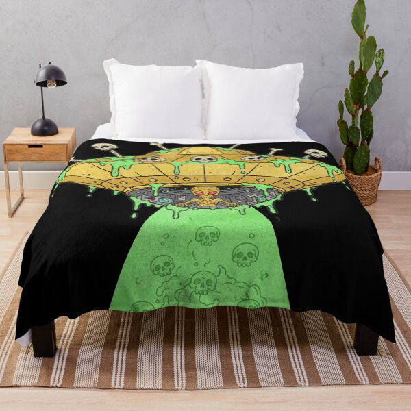 Item preview, Golden Alien UFO – Skull-Adorned Spaceship with Tractor Beam designed and sold by unthinkabletees.