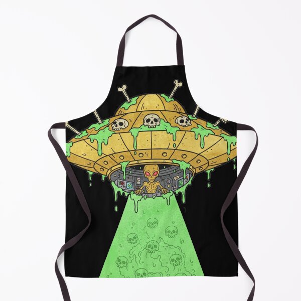 Item preview, Golden Alien UFO – Skull-Adorned Spaceship with Tractor Beam designed and sold by unthinkabletees.
