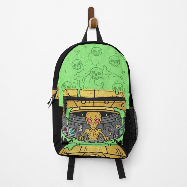Item preview, Golden Alien UFO – Skull-Adorned Spaceship with Tractor Beam designed and sold by unthinkabletees.
