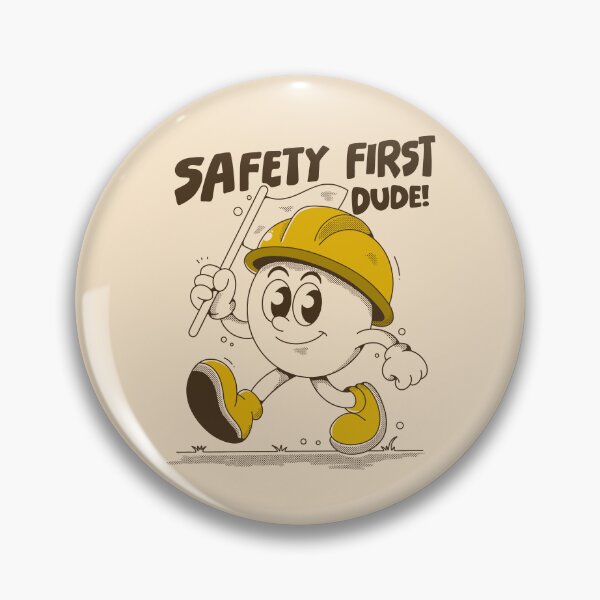 Item preview, Safety First Dude Retro Construction Cartoon Illustration designed and sold by adipra.