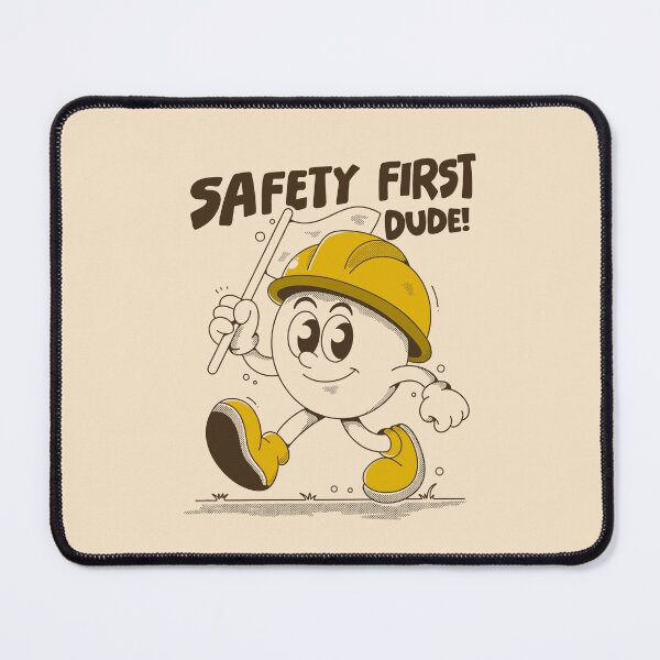 Item preview, Safety First Dude Retro Construction Cartoon Illustration designed and sold by adipra.