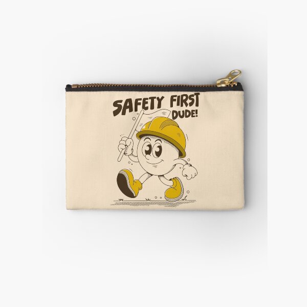 Item preview, Safety First Dude Retro Construction Cartoon Illustration designed and sold by adipra.