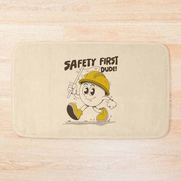 Item preview, Safety First Dude Retro Construction Cartoon Illustration designed and sold by adipra.