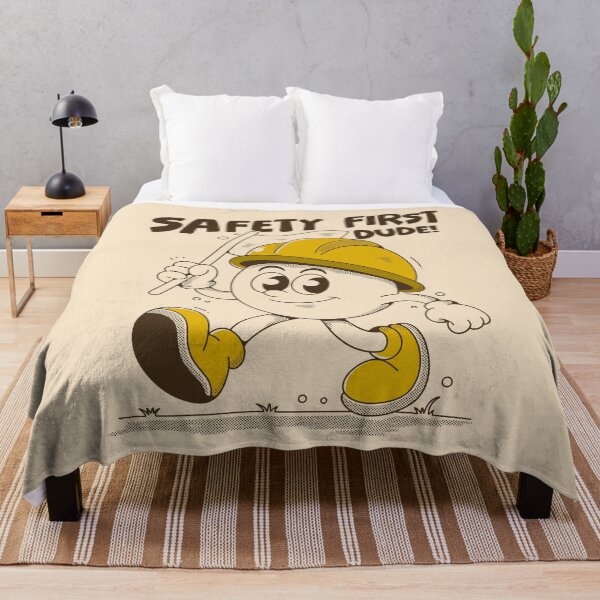 Item preview, Safety First Dude Retro Construction Cartoon Illustration designed and sold by adipra.