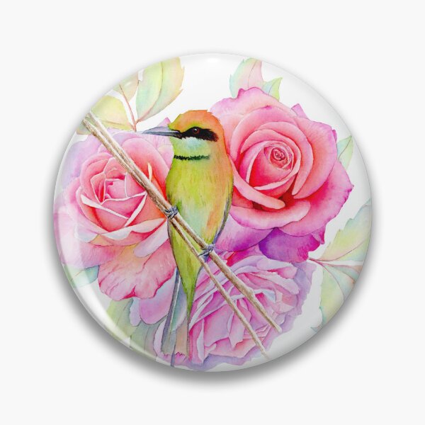Item preview, Bee eater with pink roses designed and sold by jojowatercolors.