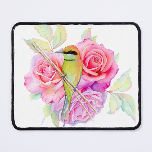 Item preview, Bee eater with pink roses designed and sold by jojowatercolors.