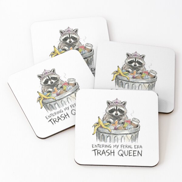 Item preview, Feral Era Raccoon Trash Queen Funny Watercolor Meme Tee designed and sold by rockyRG.
