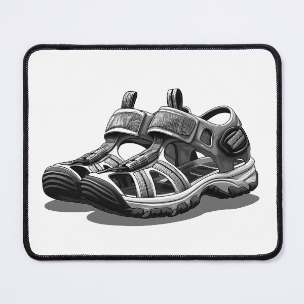 Item preview, Sport Hiking Sandals | Black and White Minimalist Footwear Illustration designed and sold by inkoutninja.