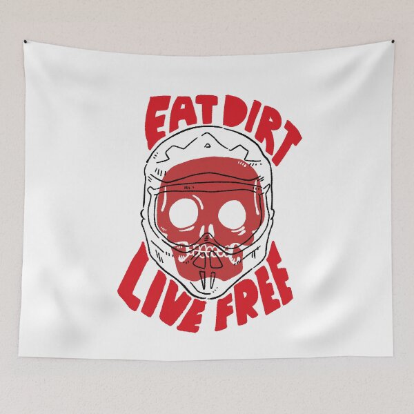 Item preview, Eat Dirt Live Free - Gritty Red Skull Biker Motto designed and sold by RNASstuff.