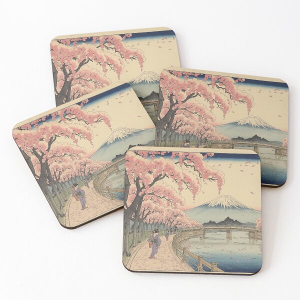 Item preview, Edo Period Ukiyoe Cherry Blossoms River Pathway with Mount Fuji designed and sold by Vandy Fullam.