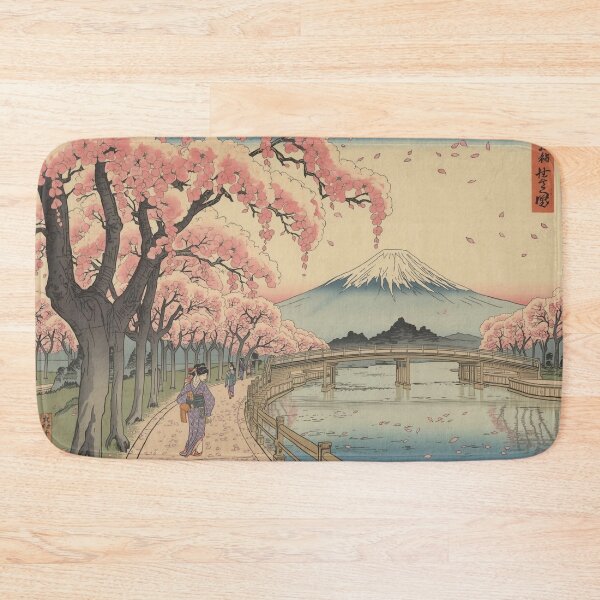 Artikelvorschau, Kirschblüten-Flussweg aus der Edo-Zeit (Ukiyo-e) mit Blick auf den Berg Fuji entworfen und verkauft von Vandy Fullam.