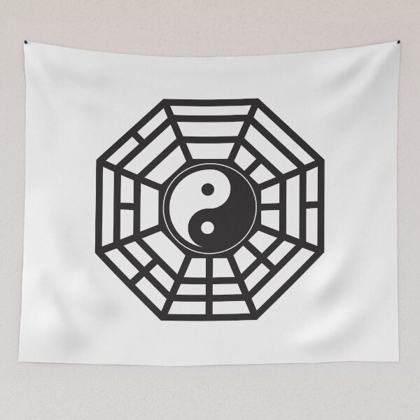 Item preview, Bagua Trigram Yin Yang eight symbols Taoist cosmology Chinese principles black and white drawing designed and sold by jpldesigns.