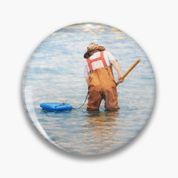 Item preview, Solitary Explorer Standing in Shallow River with Waders designed and sold by everydayhorizons.