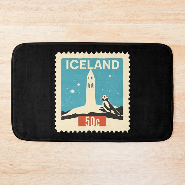 Item preview, Vintage Iceland Postage Stamp Art - Hallgrimskirkja & Puffin designed and sold by tiigerdad.