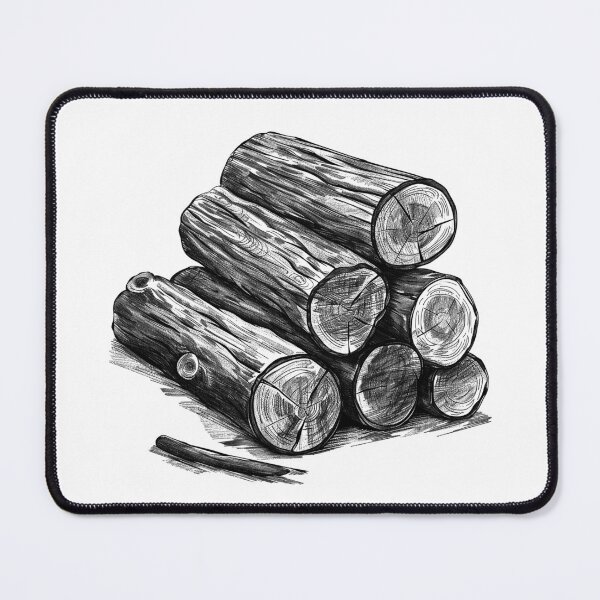 Item preview, Stack of Firewood Logs | Black and White Rustic Nature Illustration designed and sold by inkoutninja.