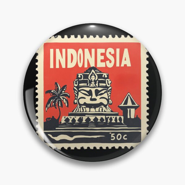 Item preview, Vintage Indonesia Postage Stamp Art - Ancient Temple & Palm designed and sold by tiigerdad.