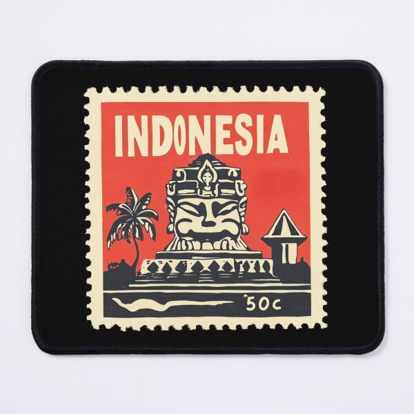 Item preview, Vintage Indonesia Postage Stamp Art - Ancient Temple & Palm designed and sold by tiigerdad.